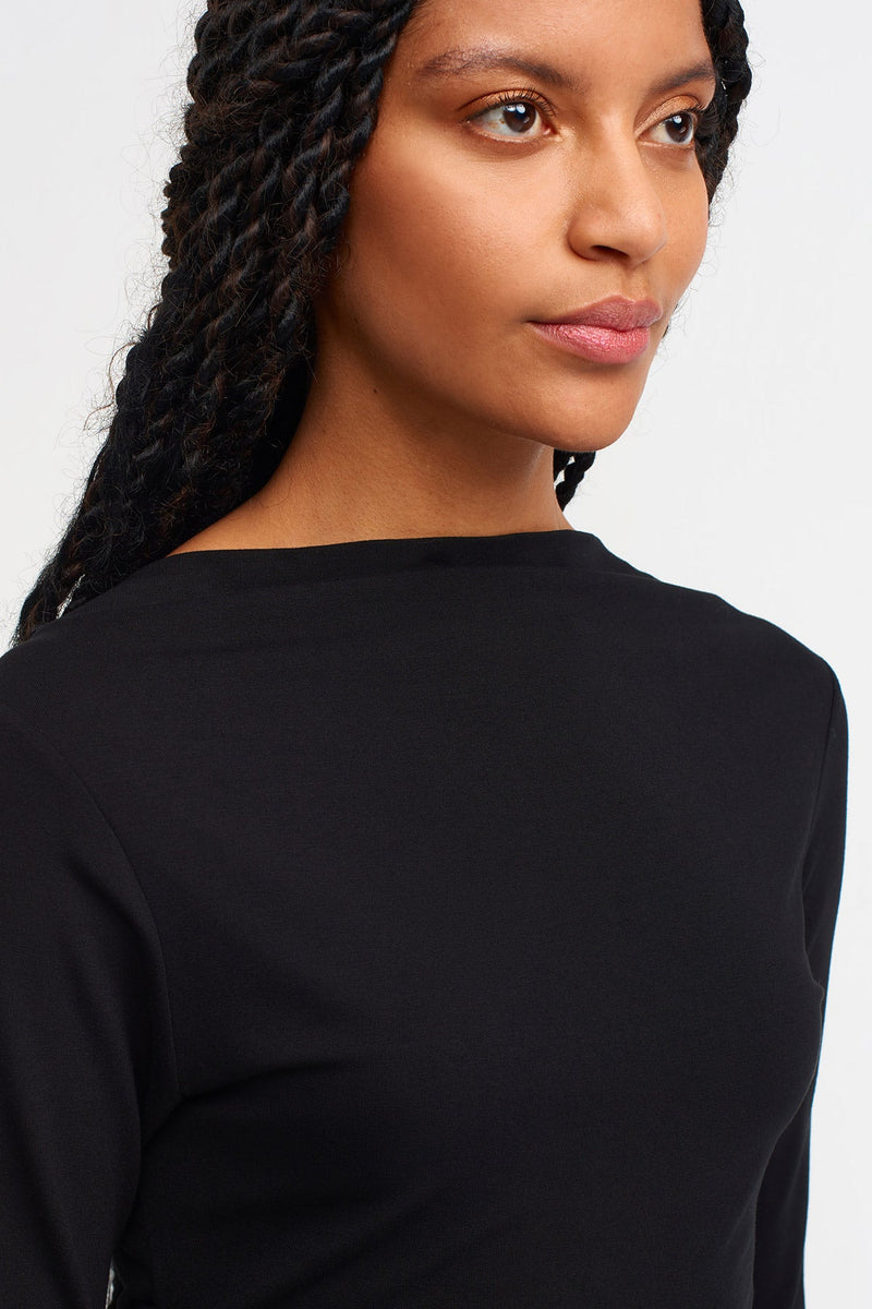 NU Solid Slim Fit Midi Dress Black