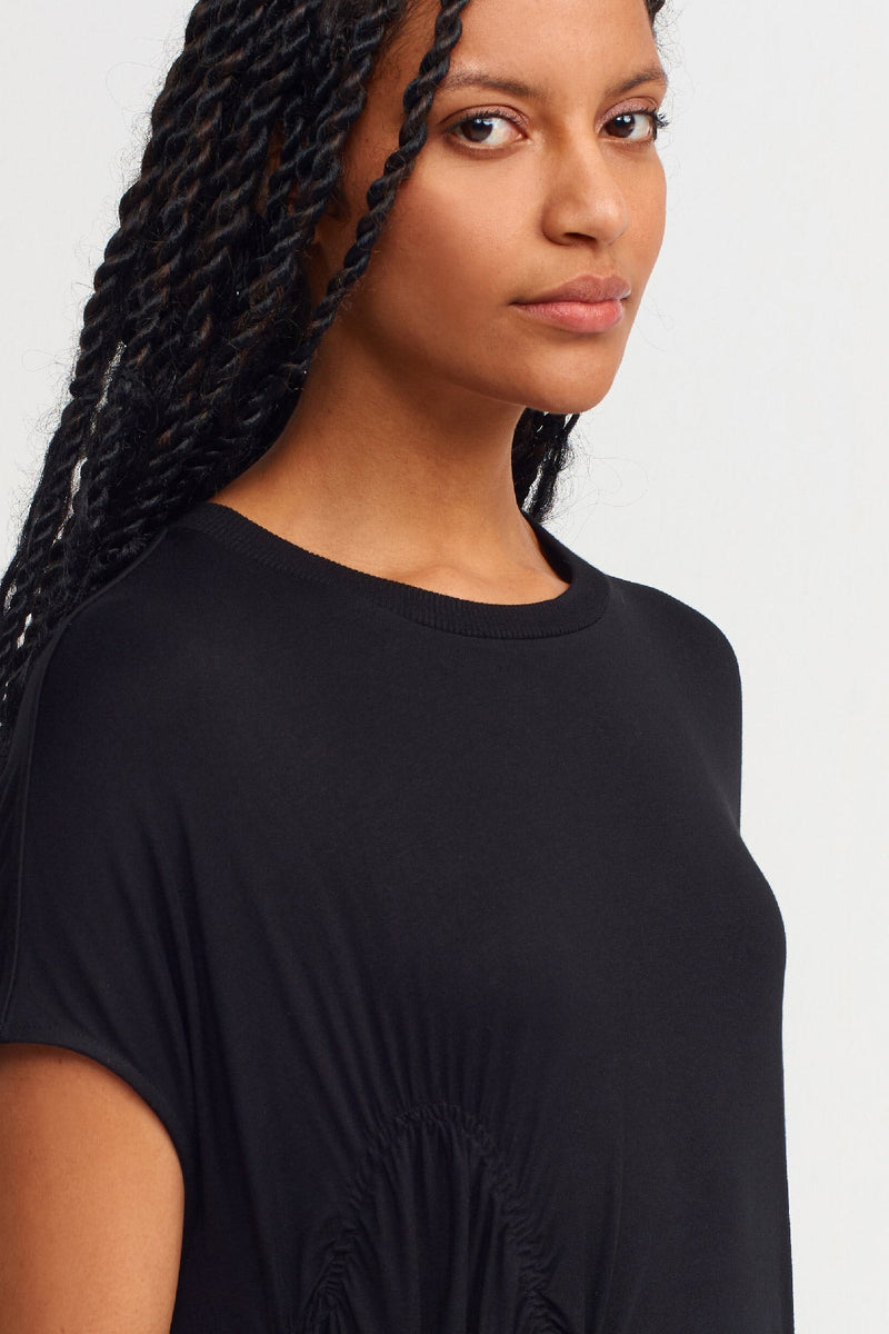NU Shirred Detail Midi Dress Black
