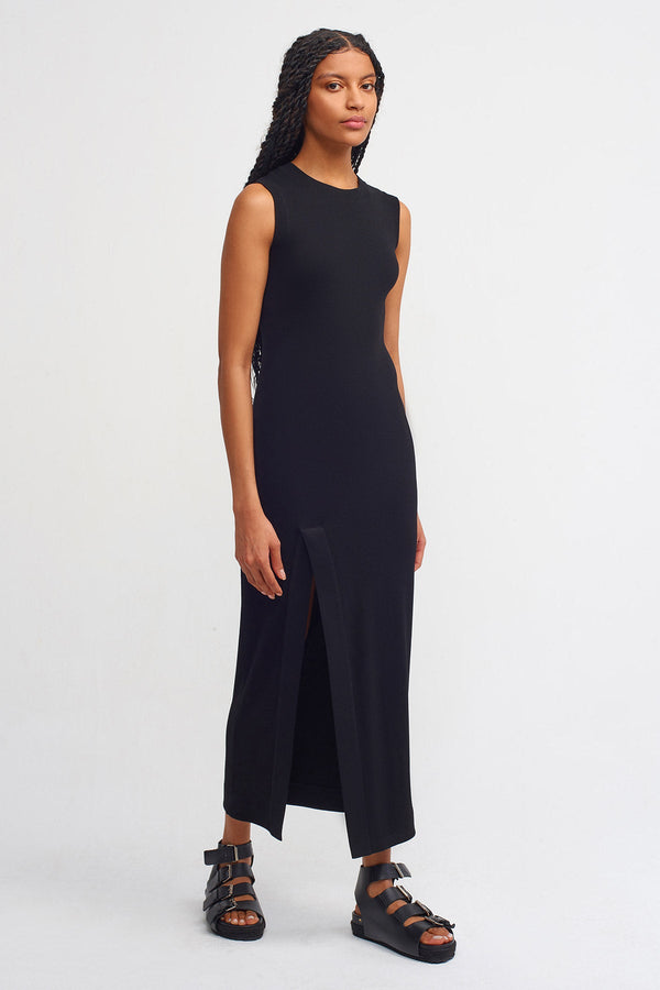 NU Ribbed Slim Fit Maxi Dress Black