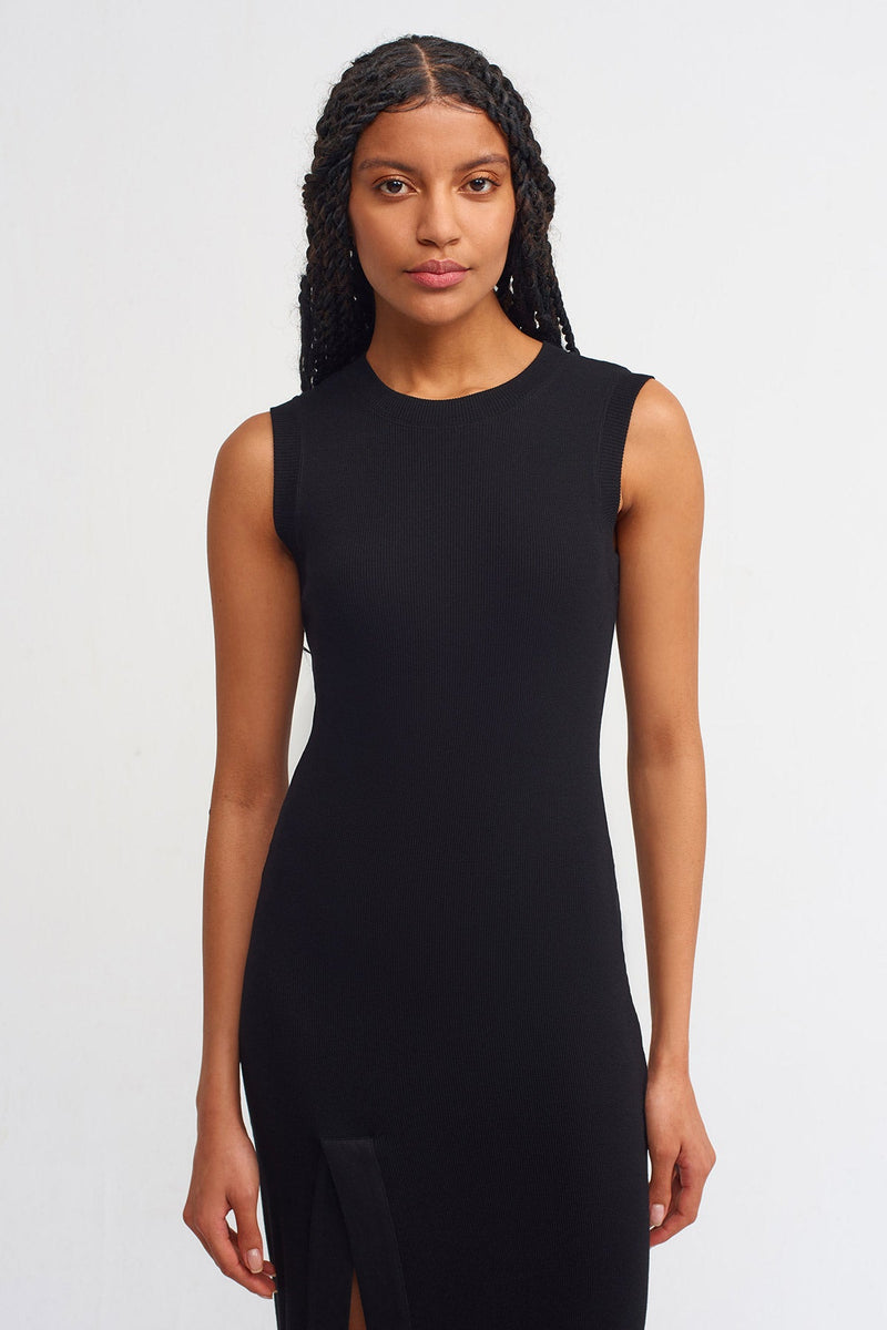 NU Ribbed Slim Fit Maxi Dress Black