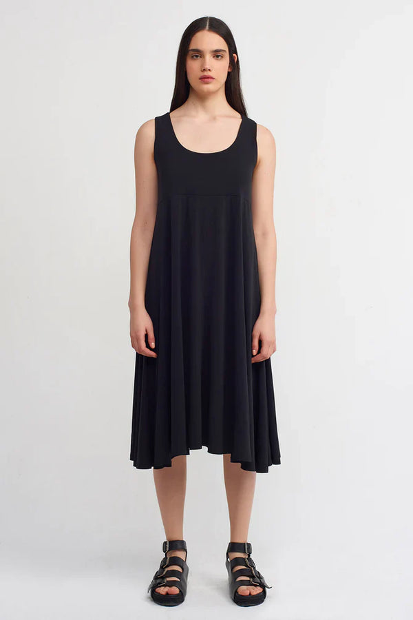 NU Basic Sleeveless Midi Dress Black