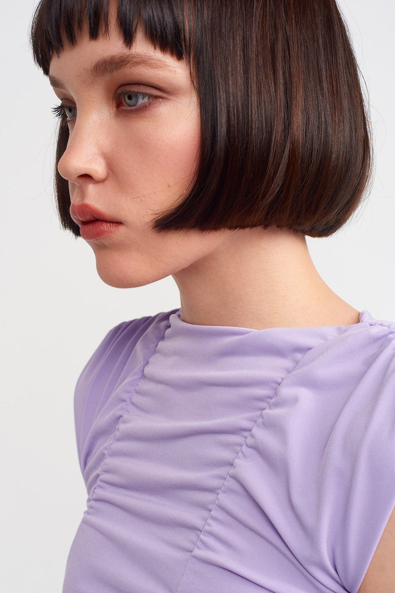 NU Pleated Tight Jersey Dress Lilac