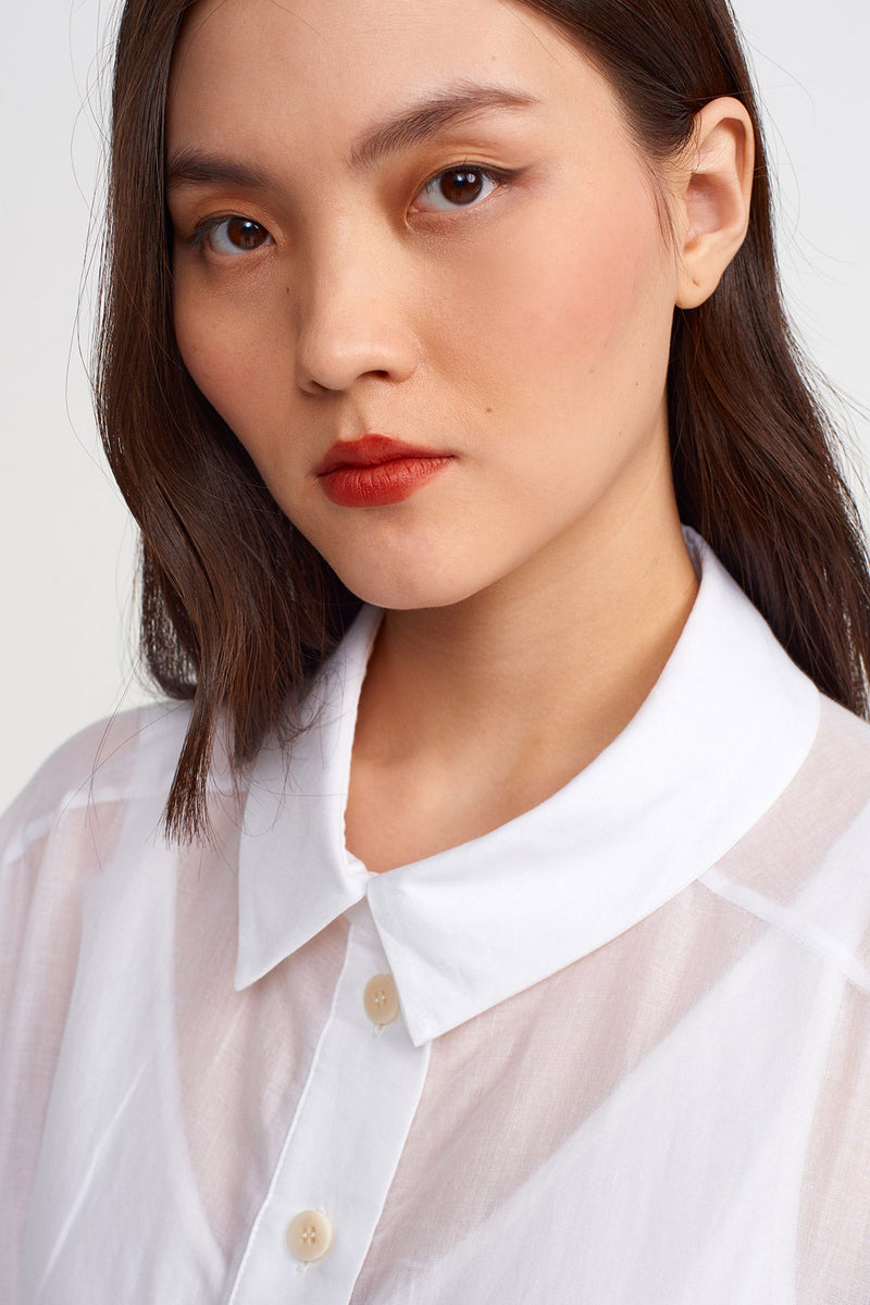 NU Solid Sleeveless Shirt Dress Off White