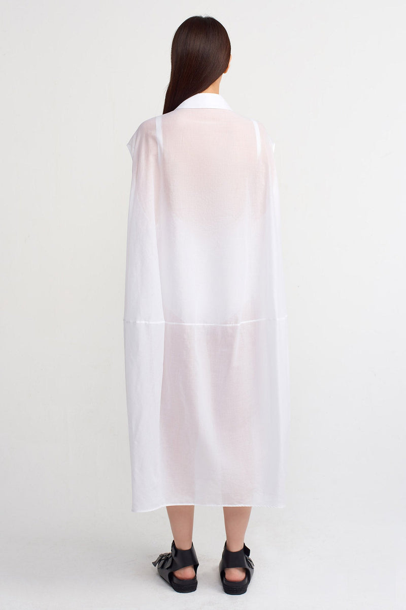 NU Solid Sleeveless Shirt Dress Off White