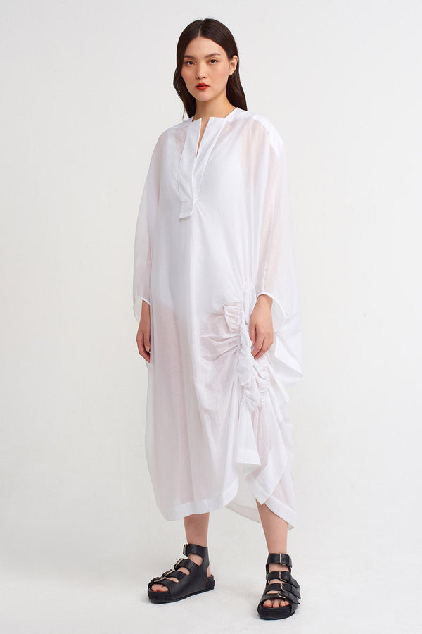 NU V-Neck Maxi Kaftan Dress Off White