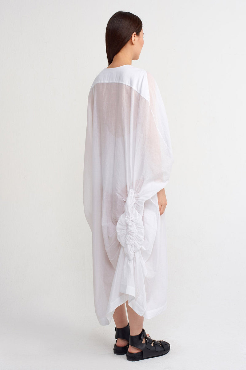 NU V-Neck Maxi Kaftan Dress Off White