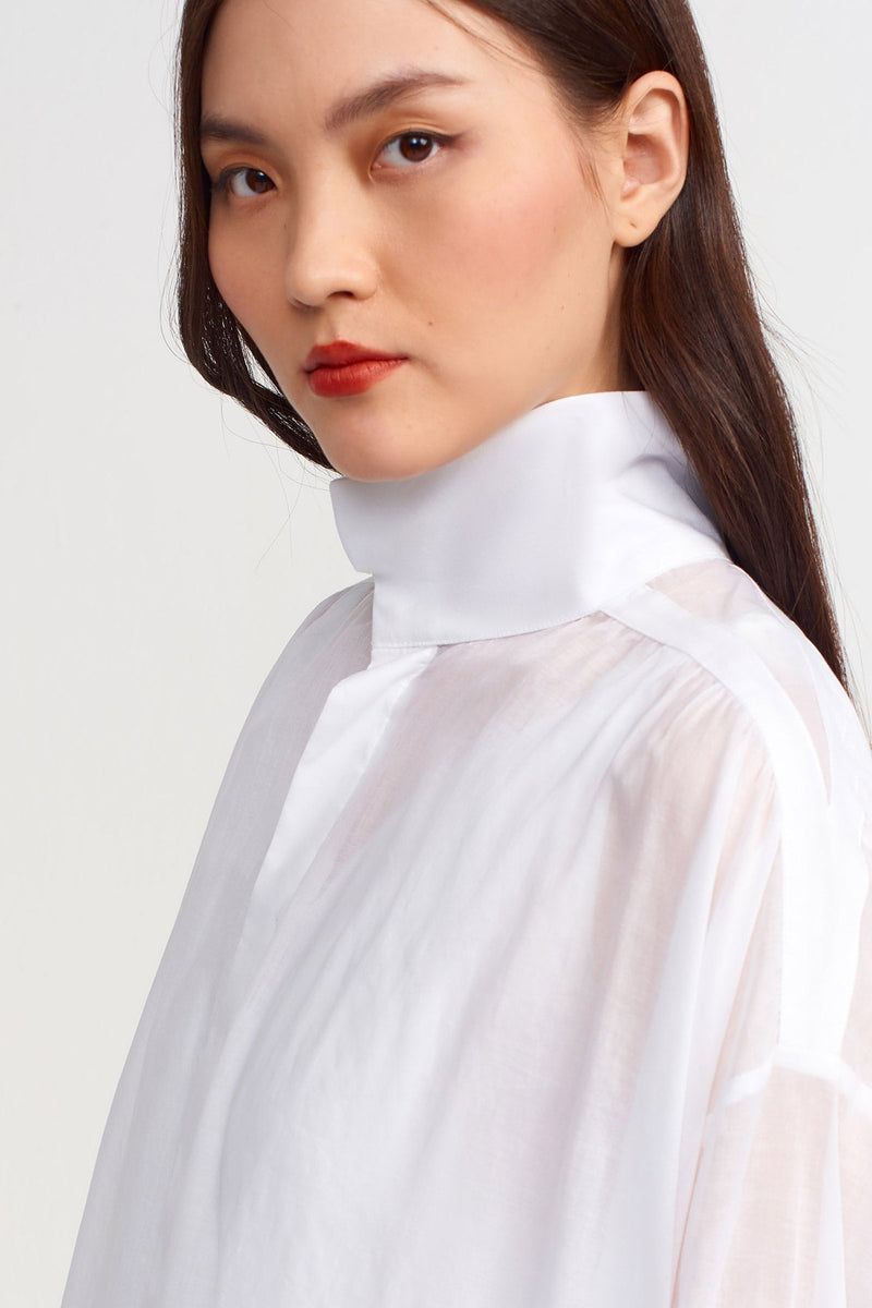 NU Solid Long Sleeves Shirt Dress Off White