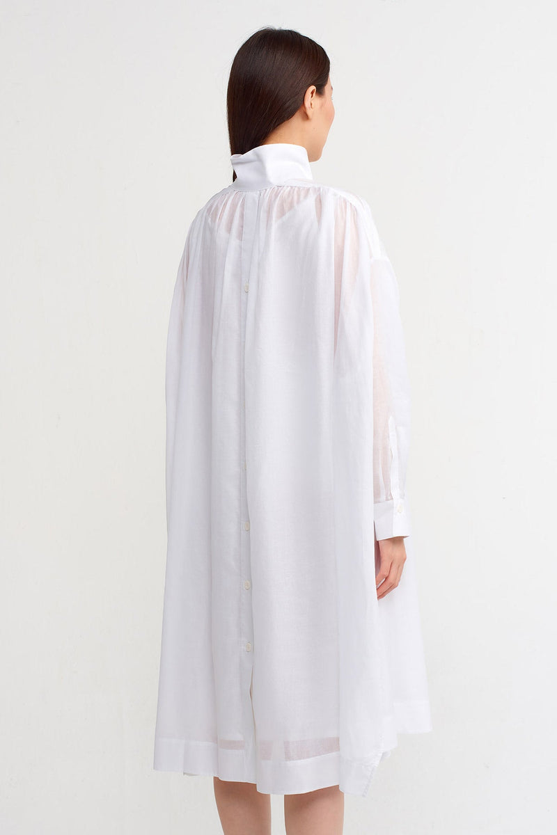 NU Solid Long Sleeves Shirt Dress Off White