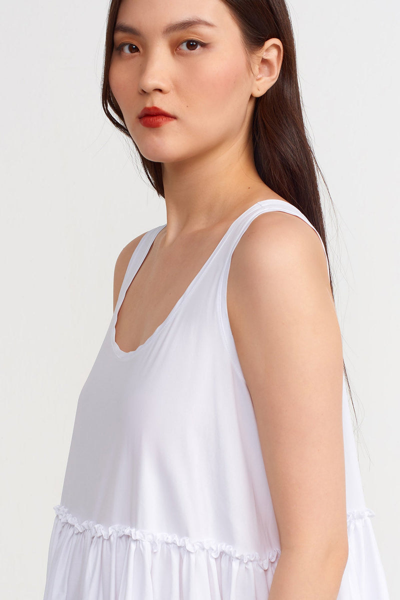 NU Sleeveless Tiered Maxi Dress Off White