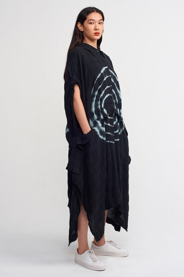 NU Printed Maxi Oversize Dress Black/Offwhite