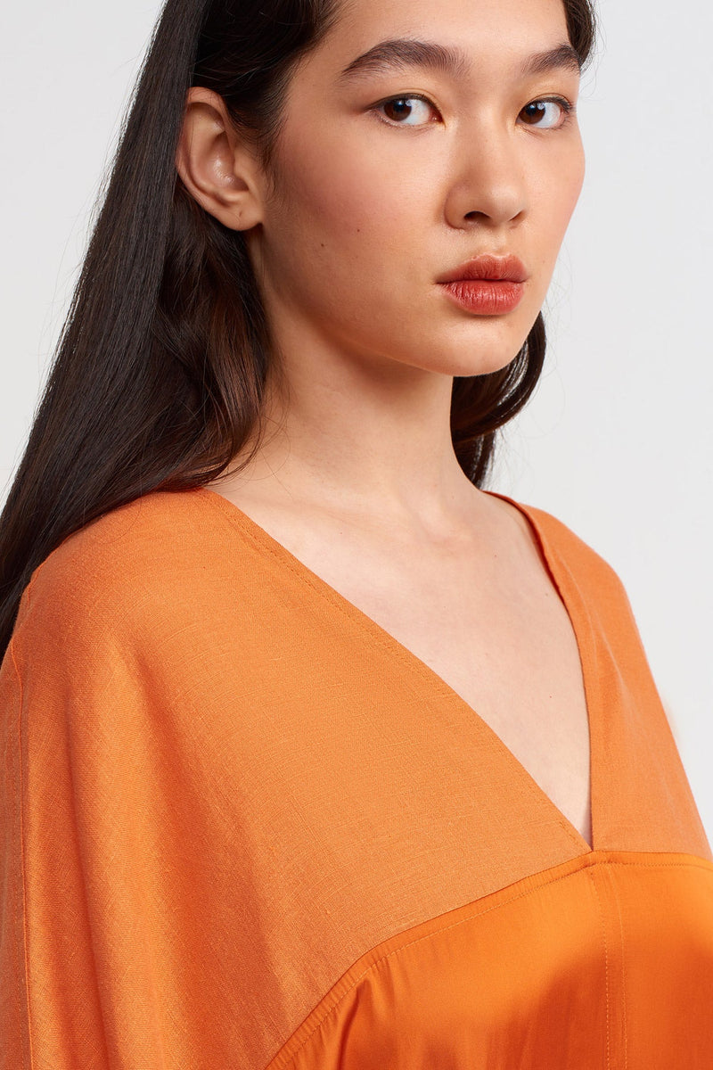 NU Linen Mix Satin Maxi Dress Amber