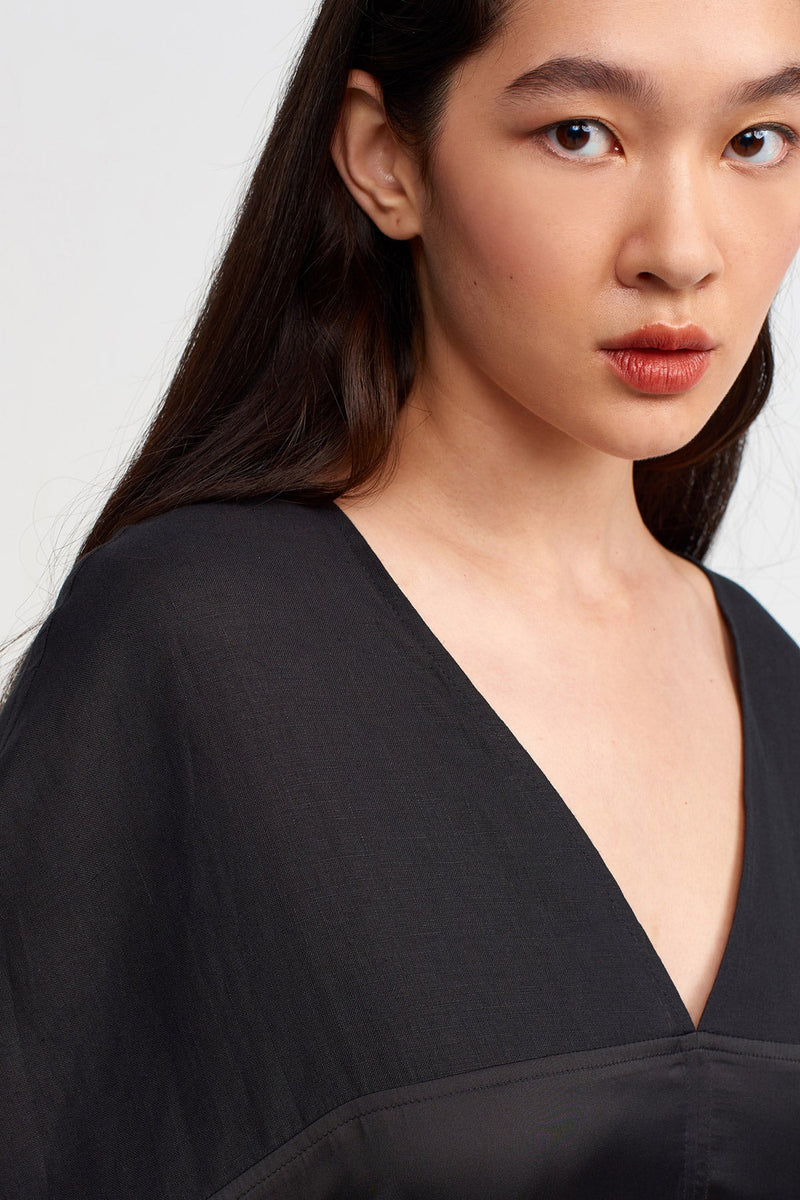 NU Linen Mix Satin Maxi Dress Black