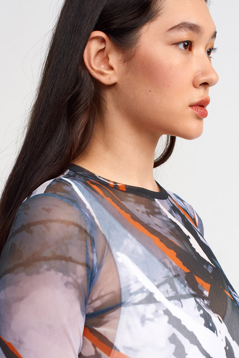 NU Printed Slim Fit Tulle Dress Multi Color