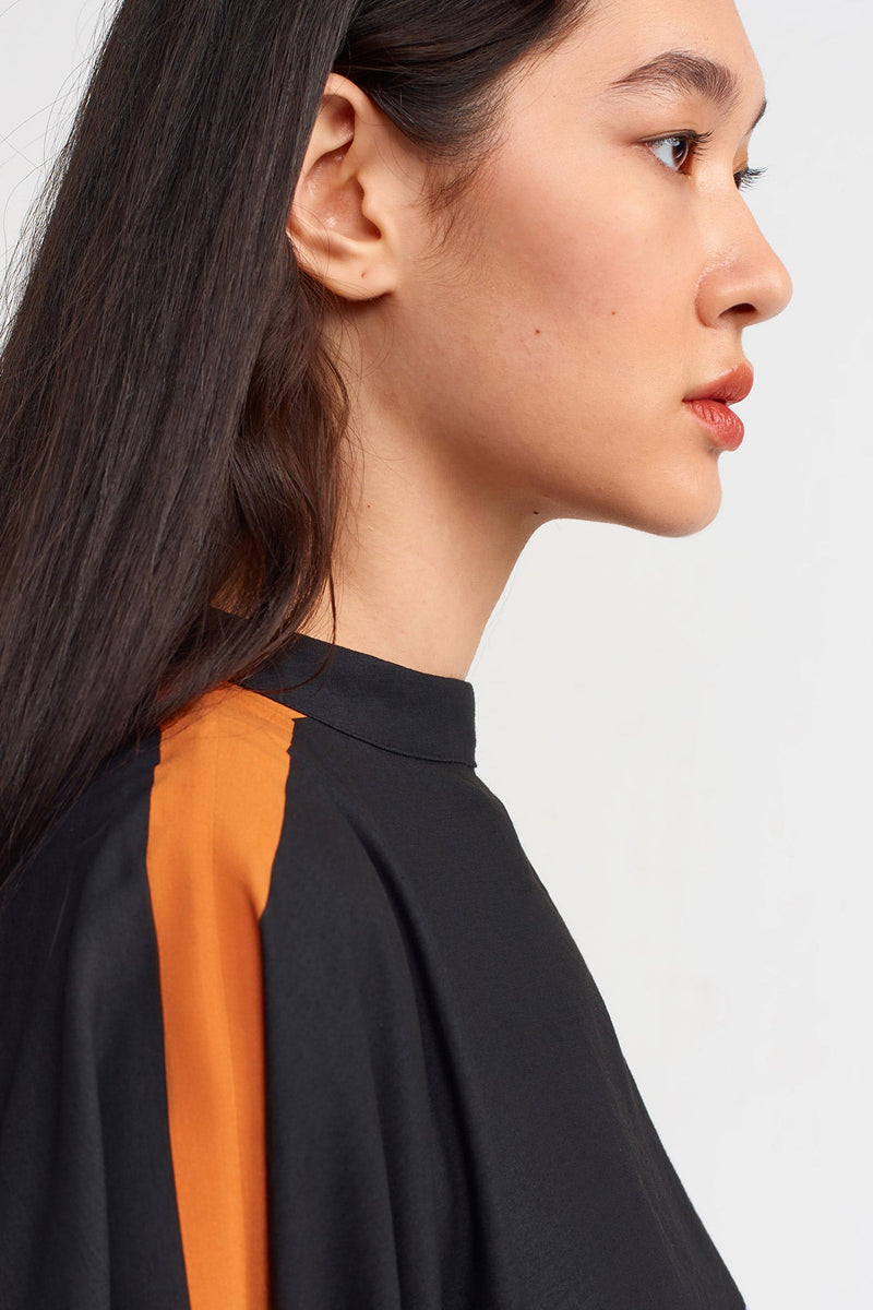 NU Multi-Colored Striped Asymmetrical Dress Black/Orange