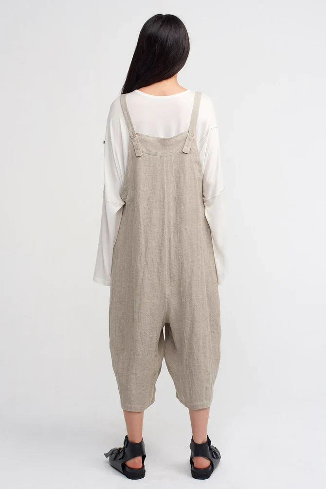 NU Thin Strap Textured Jumpsuit Light Grey