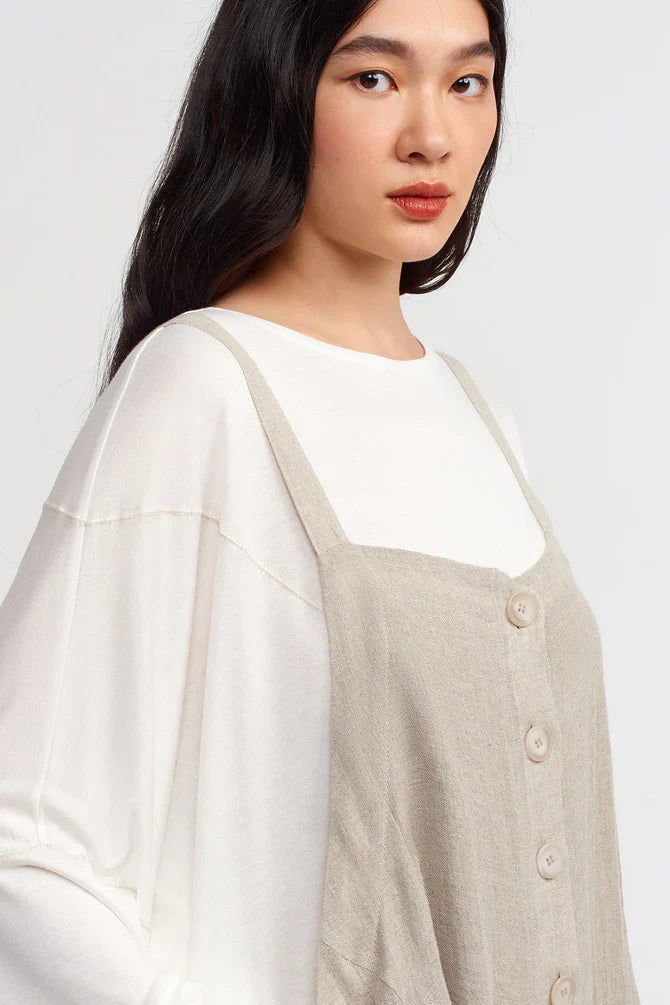 NU Thin Strap Textured Jumpsuit Light Grey
