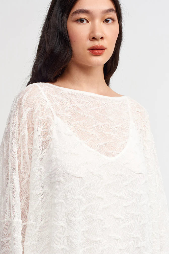 NU Solid Textured Midi Dress Off White