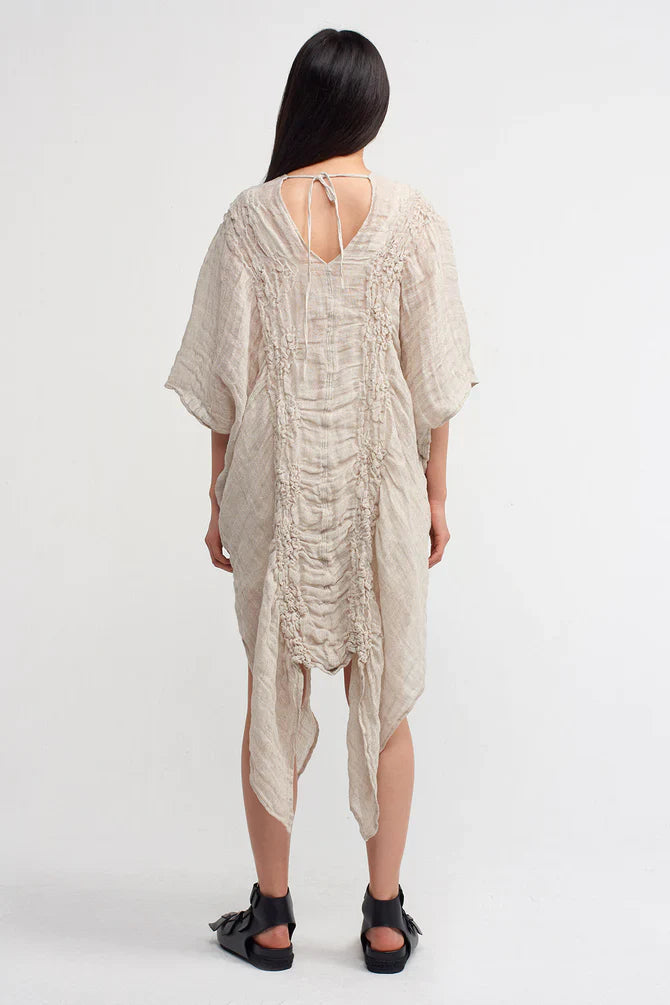 NU Textured Asymmetrical Maxi Dress Light Grey