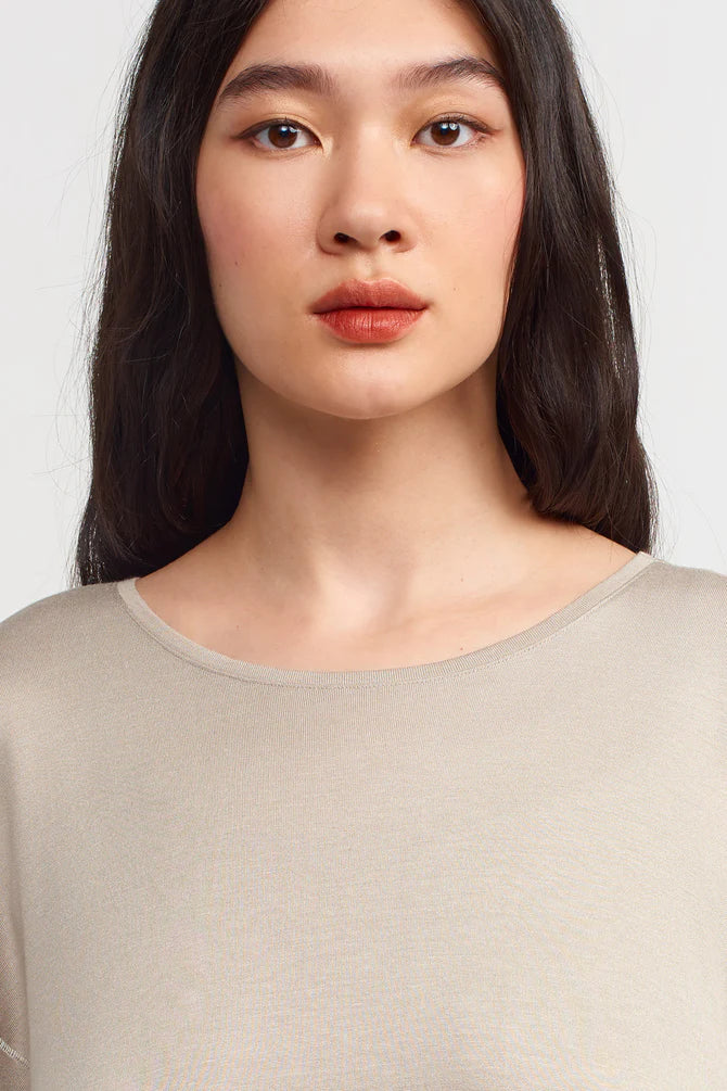NU Solid Stitched Detail Dress Light Grey