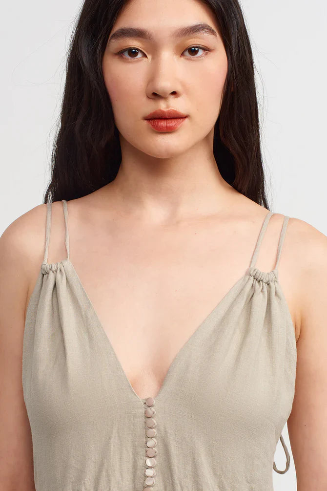 NU Strappy Tiered Detail Maxi Dress Light Grey