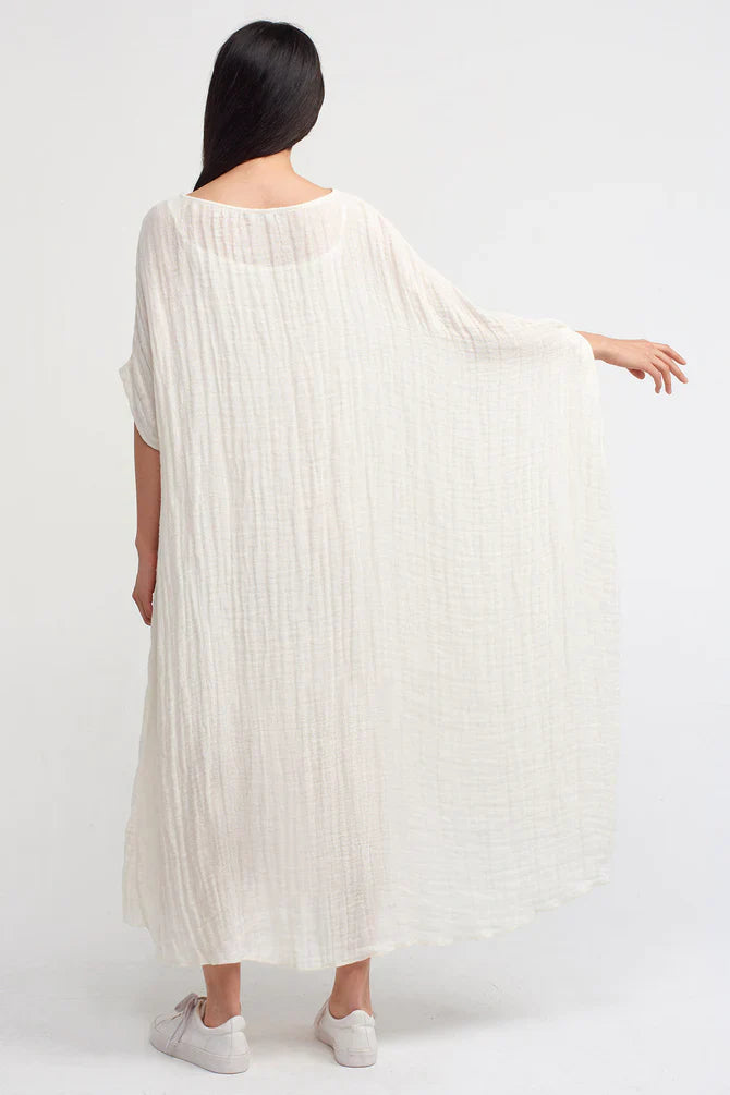 NU Solid Textured Asymmetrical Dress Off White