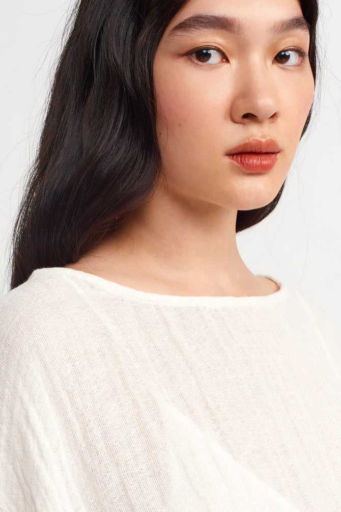 NU Solid Textured Asymmetrical Dress Off White