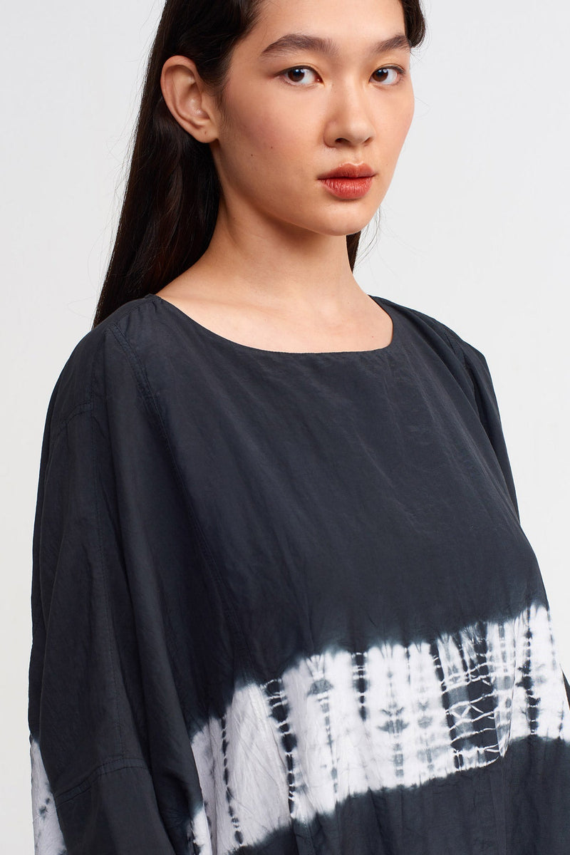 NU Printed Short Sleeve Midi Dress Black/Offwhite
