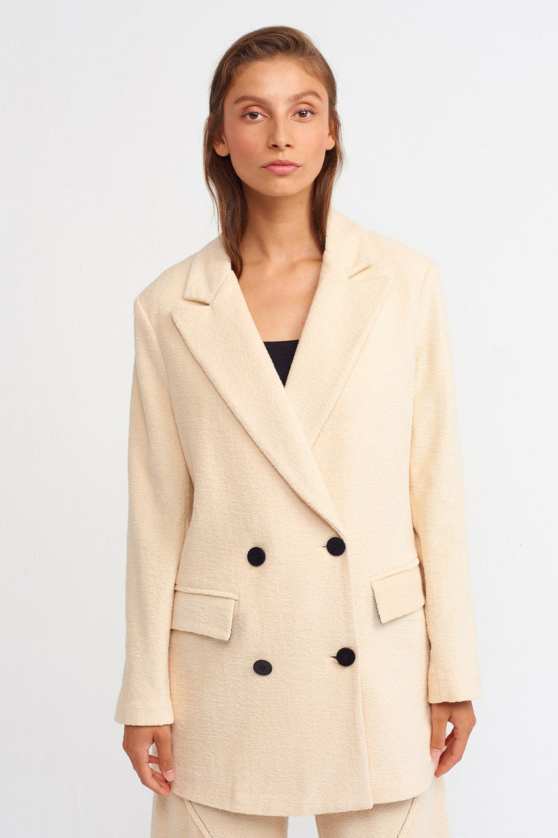 NU Textured Solid Jacket Blazer Natural