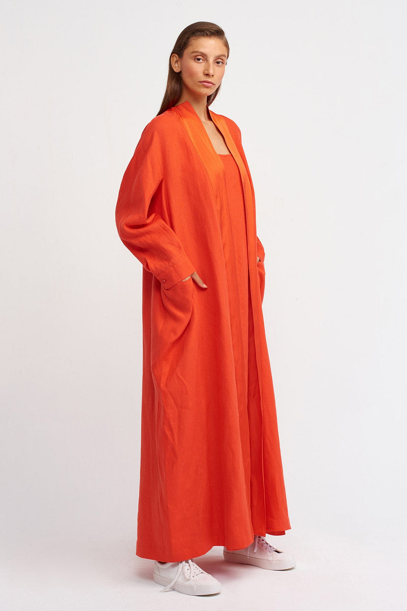NU Solid Open-Front Maxi Abaya Orange