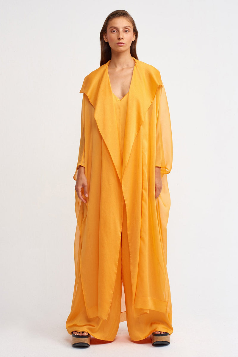 NU Tie Detail Maxi Outerwear Light Orange