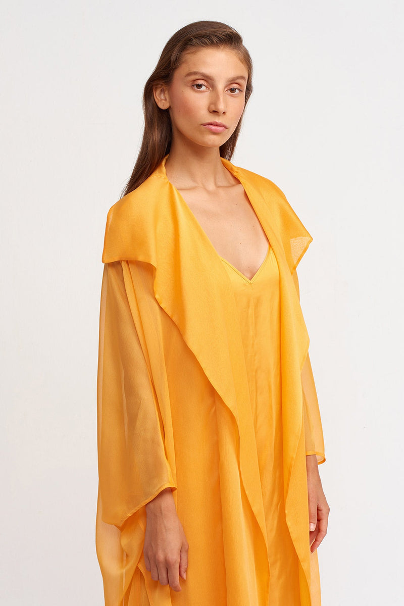 NU Tie Detail Maxi Outerwear Light Orange