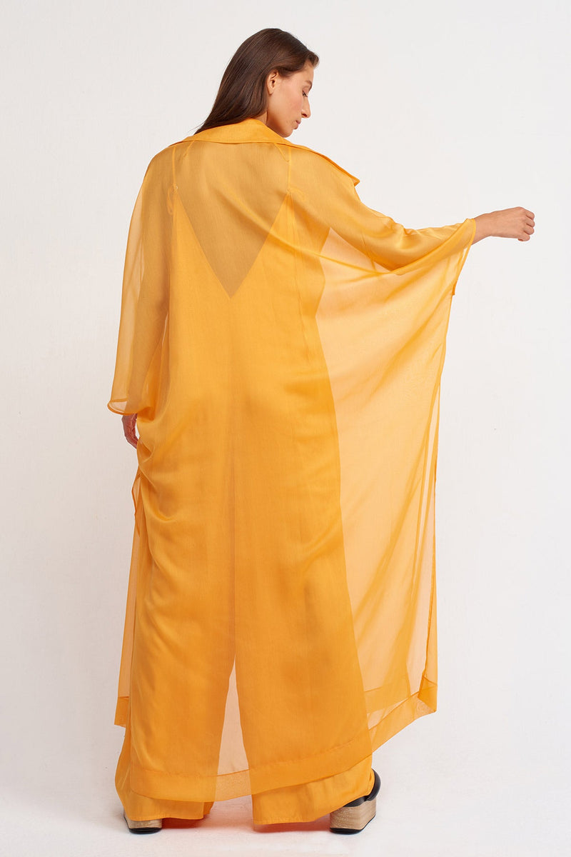 NU Tie Detail Maxi Outerwear Light Orange