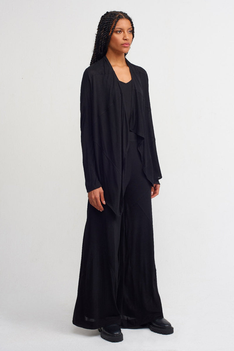 NU Stitched Detail Solid Outerwear Black