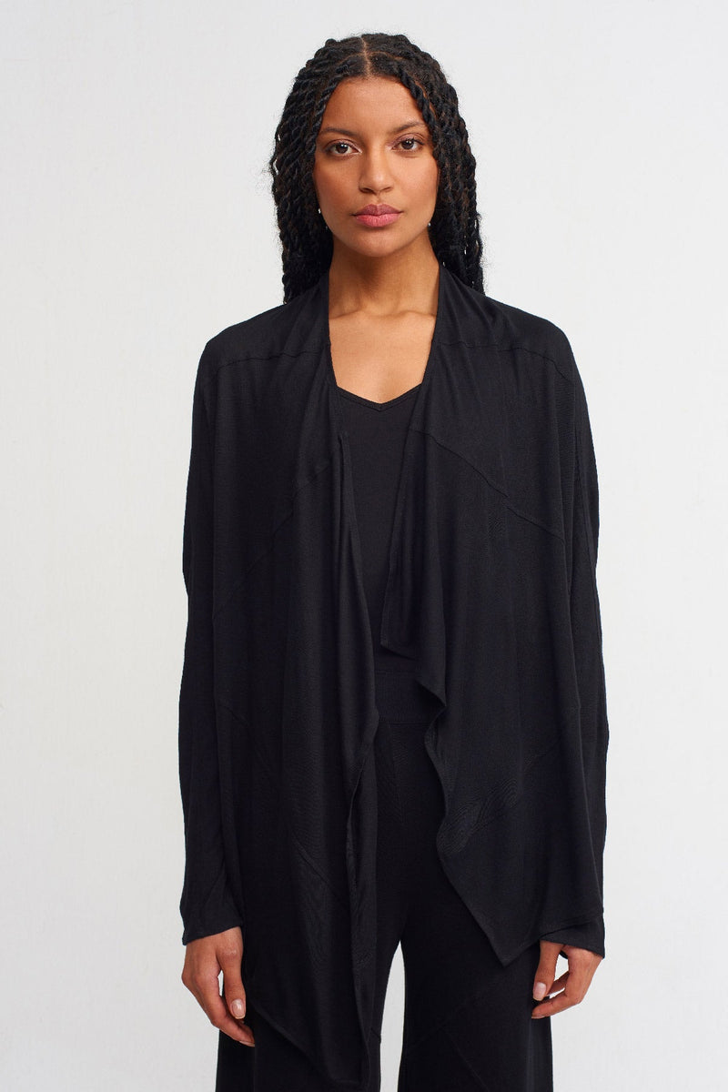 NU Stitched Detail Solid Outerwear Black