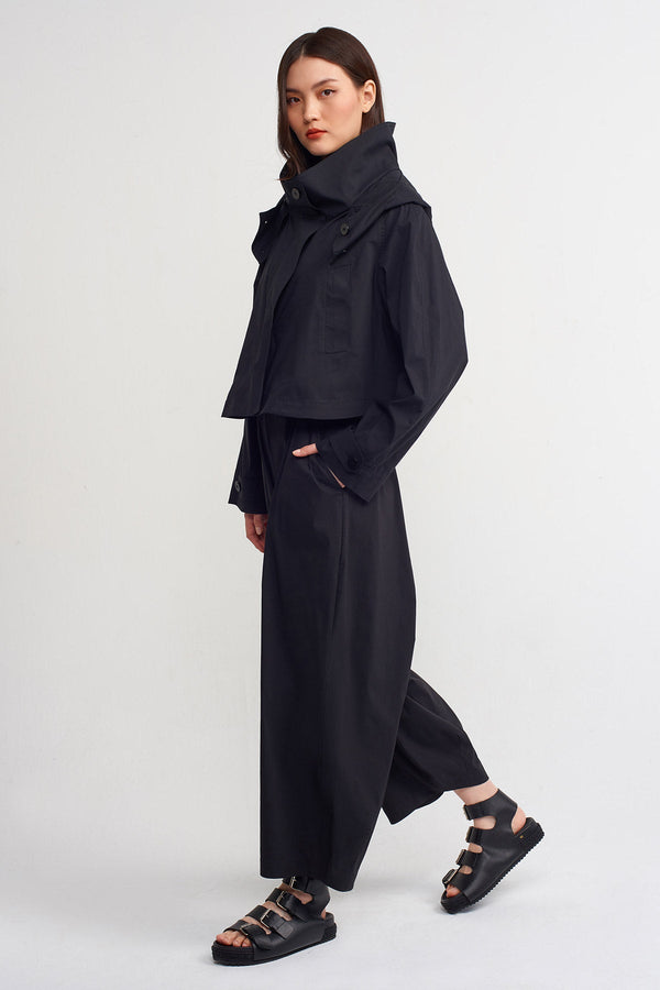 NU Solid Hooded Poplin Jacket Black