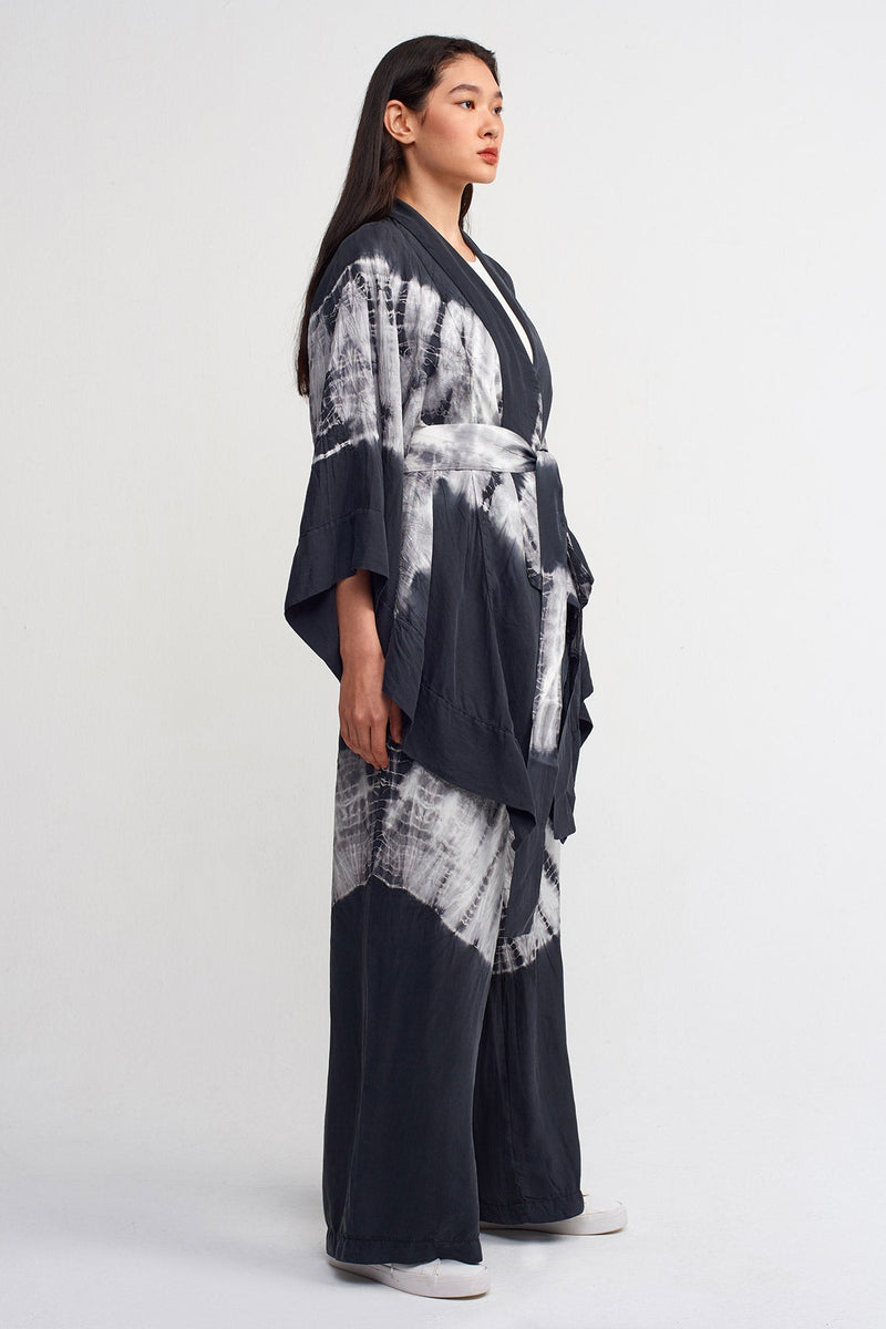 NU Tie Dye Belted Outerwear Black/Offwhite