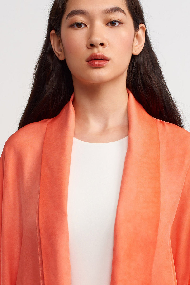 NU Silk Midi Kimono Outerwear  Orange