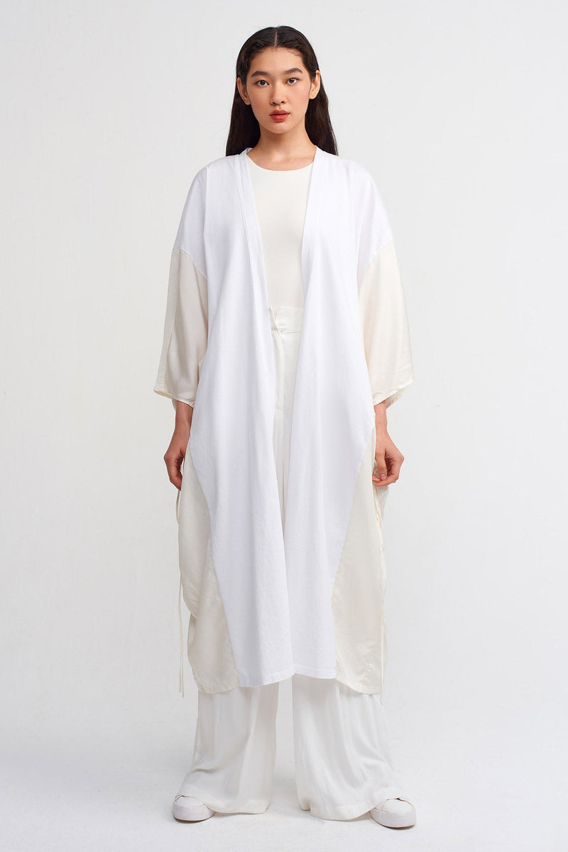 NU String Detailed Loose Kimono Off White