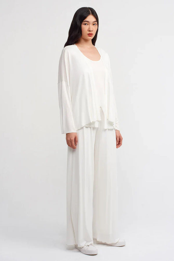 NU Solid Open Front Outerwear Off White