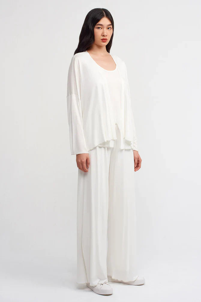 NU Solid Open Front Outerwear Off White