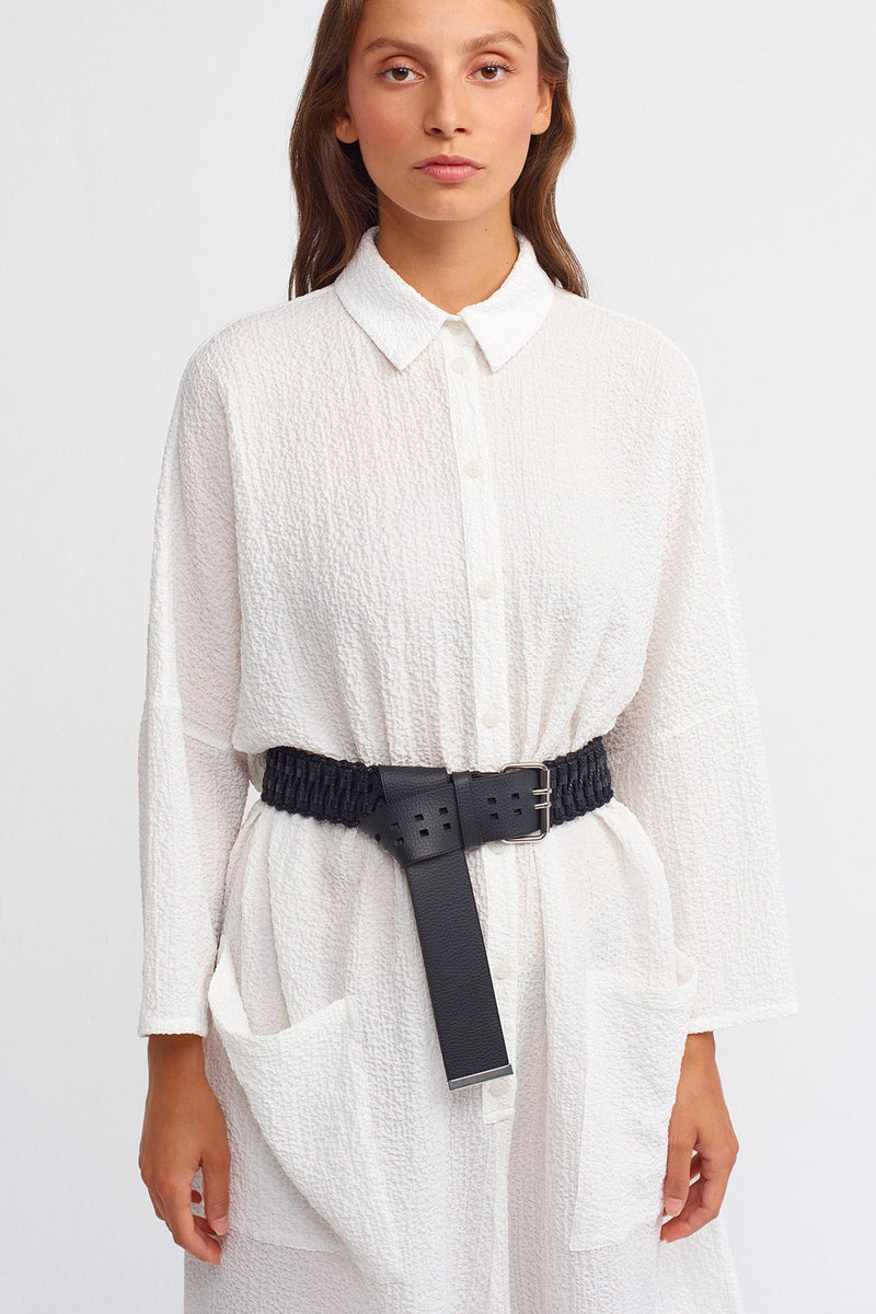 NU Braided Synthetic Leather Belt Black