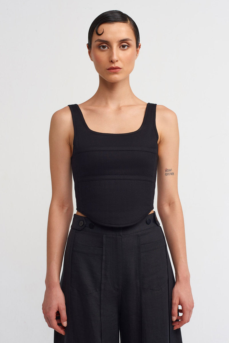 NU Corset Blouse Black