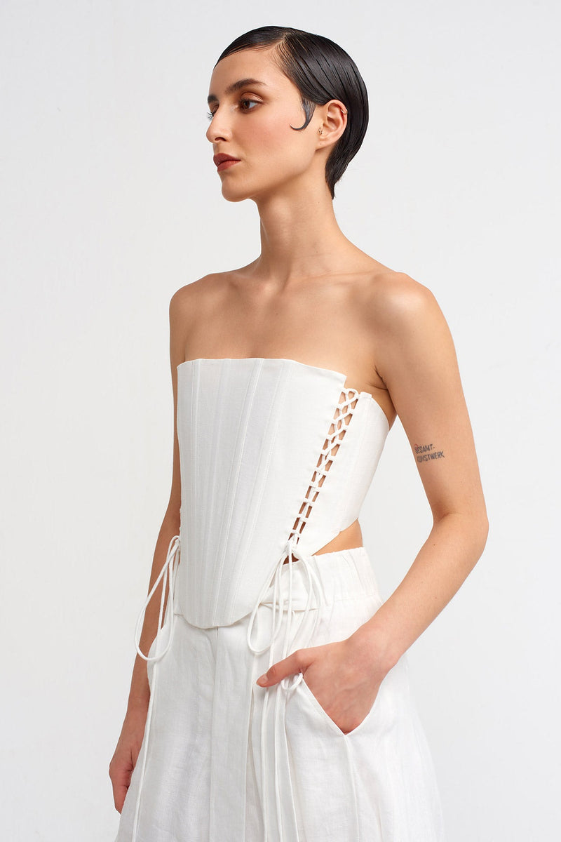 NU Strapless Corset Top Off White