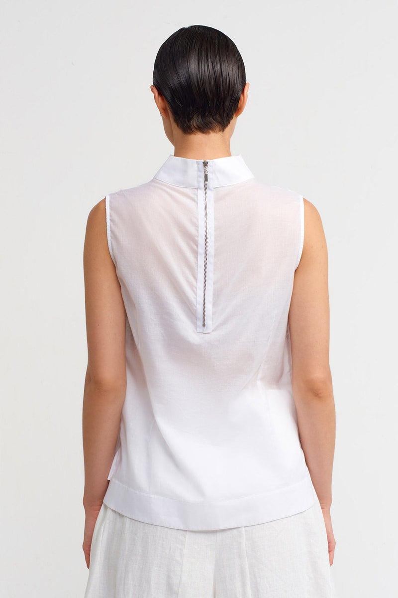 NU Belted Voile Blouse Off White