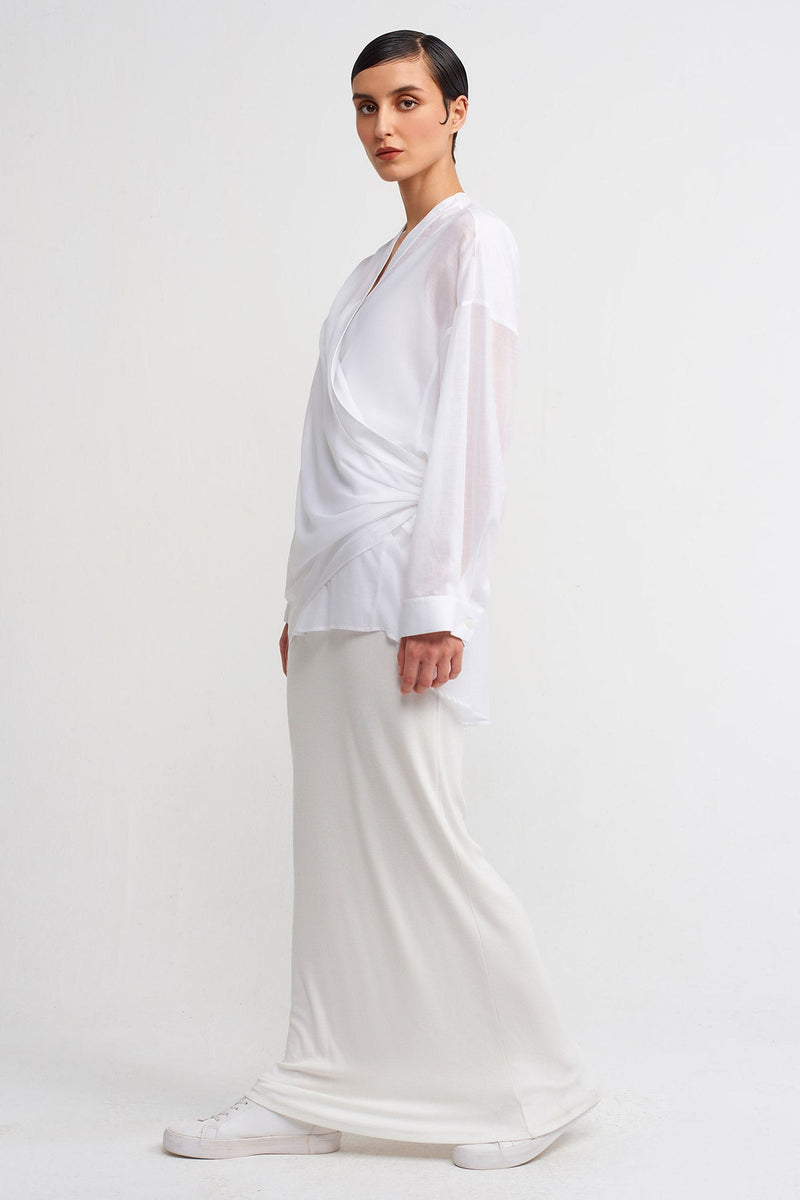 NU Wrap Tie Voile Shirt Off White