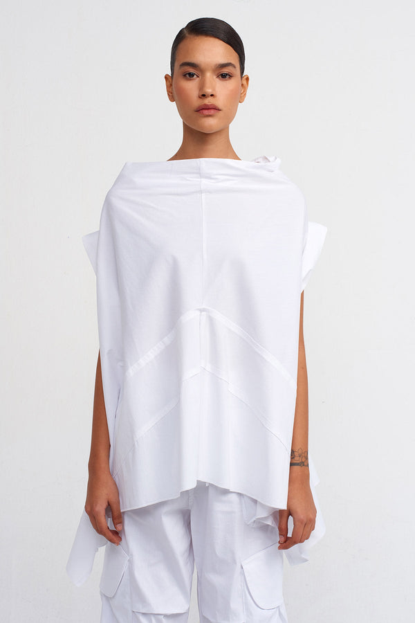 NU Poplin Long Sleeveless Blouse Off White