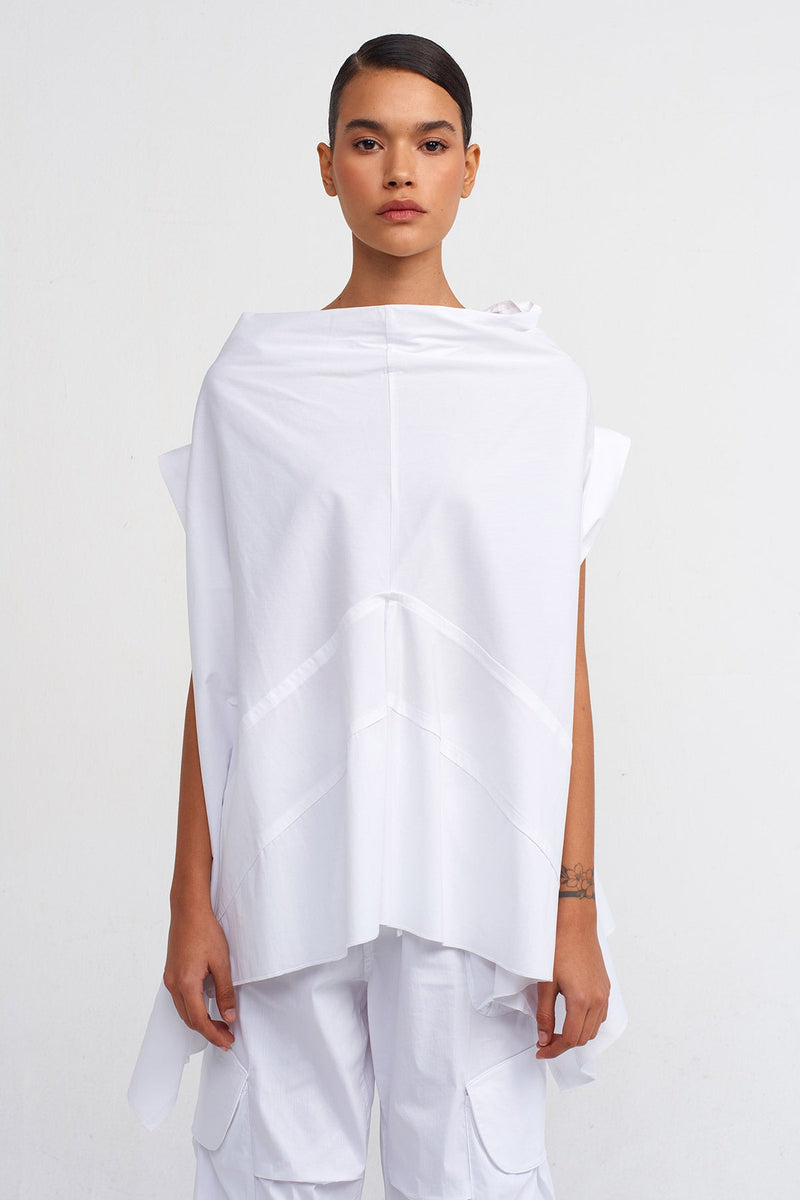 NU Poplin Long Sleeveless Blouse Off White