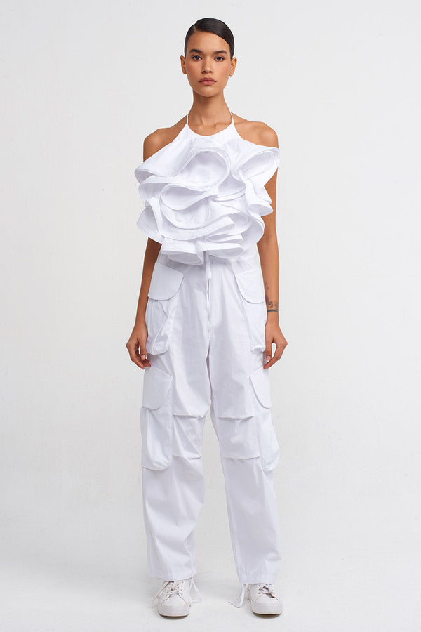 NU Open Back Poplin Blouse Off White