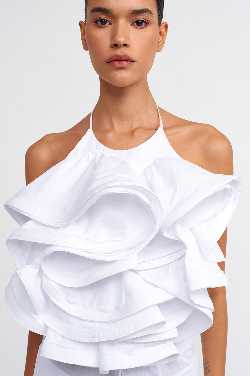 NU Open Back Poplin Blouse Off White