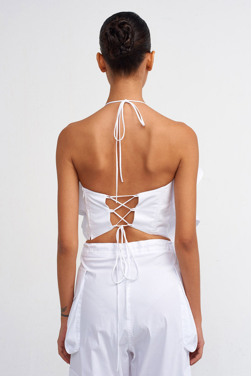 NU Open Back Poplin Blouse Off White